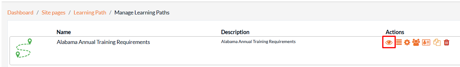 Control training path visibility in Learn2Care