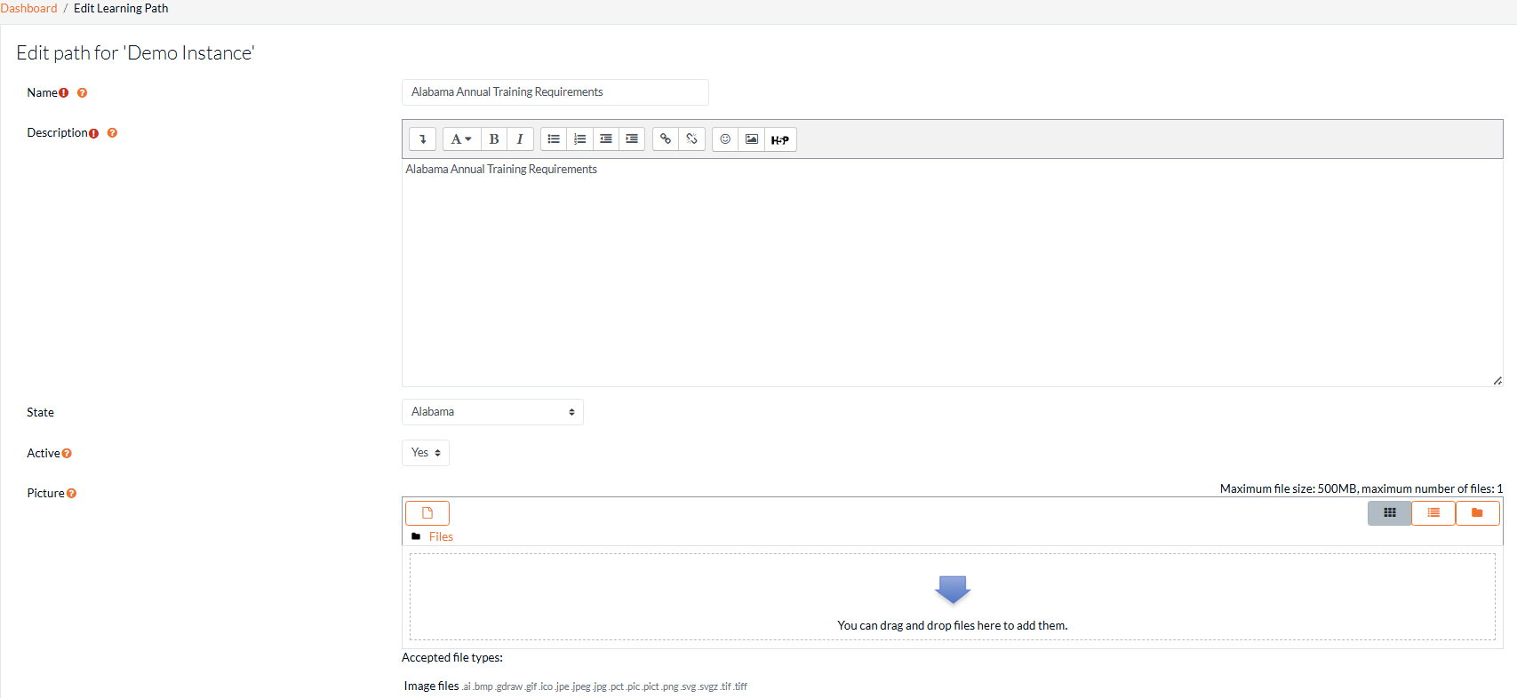 Learn2Care platform's 'Edit Path' feature, used for designing & customizing online caregiver training modules.